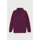 Pull Boule Col Roule Col Bateau - Prune - Femme