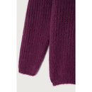 Pull Boule Col Roule Col Bateau - Prune - Femme