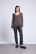Pull Col Rond Print Leopard Noemi - Leopard Beige - Femme