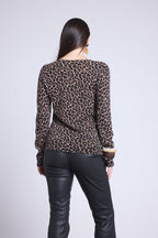 Pull Col Rond Print Leopard Noemi - Leopard Beige - Femme