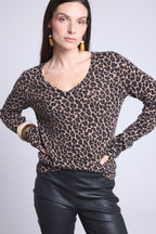 Pull Col Rond Print Leopard Noemi - Leopard Beige - Femme