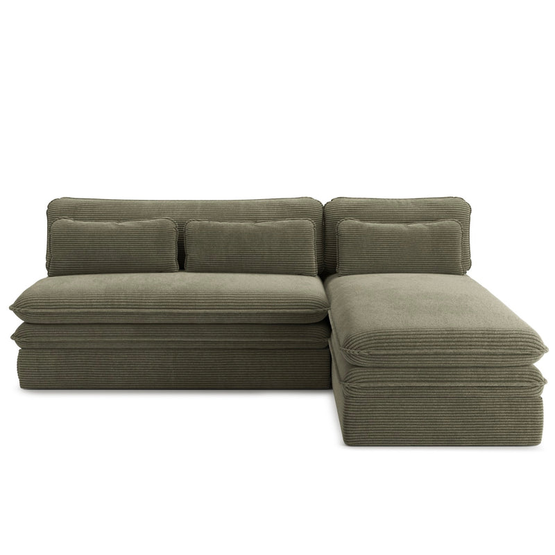 Banquette D'Angle Convertible - Noma - 4 Places - Velours Côtelé - Vert