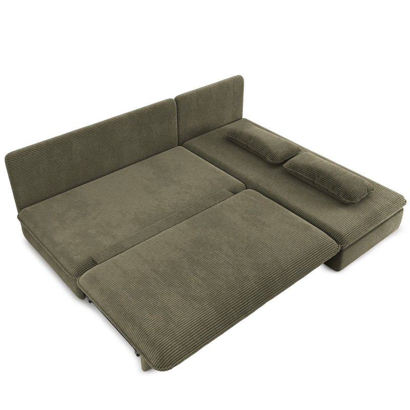 Banquette D'Angle Convertible - Noma - 4 Places - Velours Côtelé - Vert