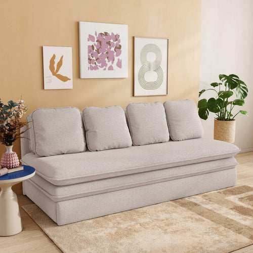 Noma - Banco convertible de 3 plazas - Tela Bouclette beige
