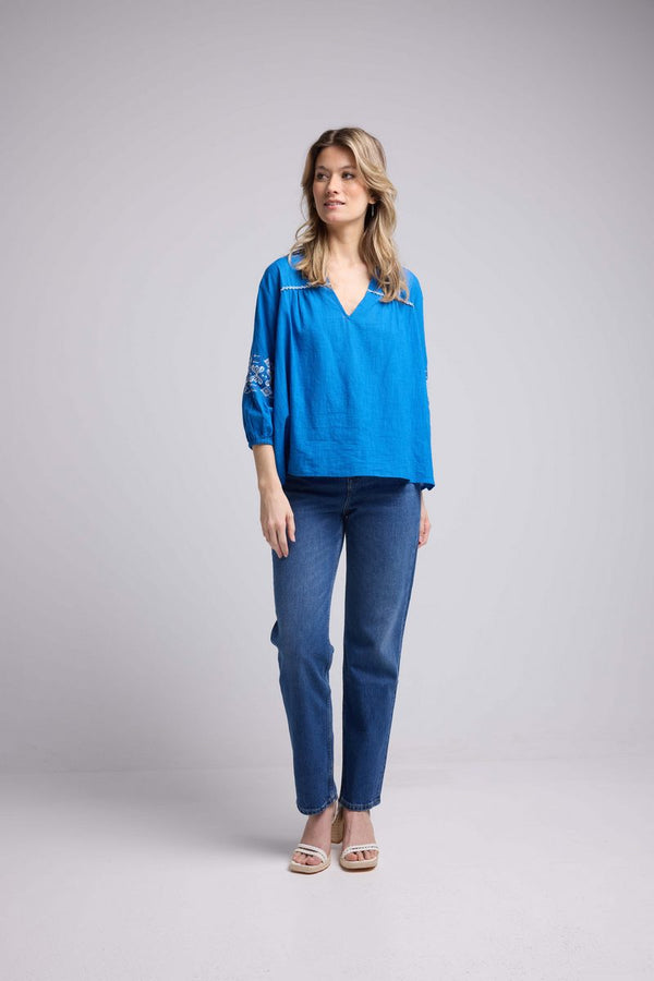 Long Sleeve Blouse - Blue
