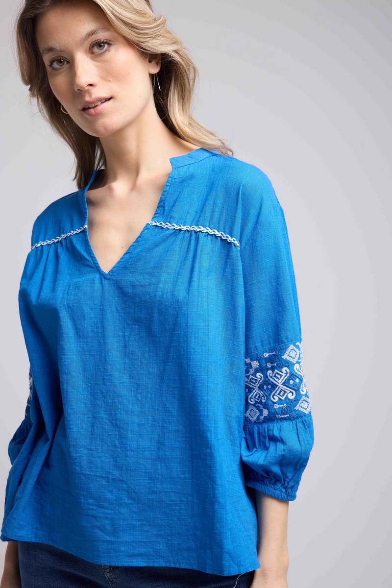 Blouse Manches Longues - Bleu