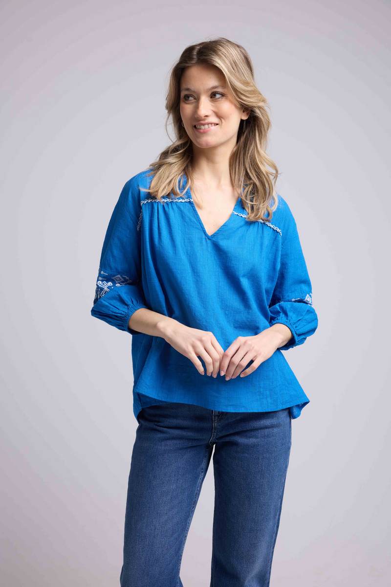 Blouse Manches Longues - Bleu