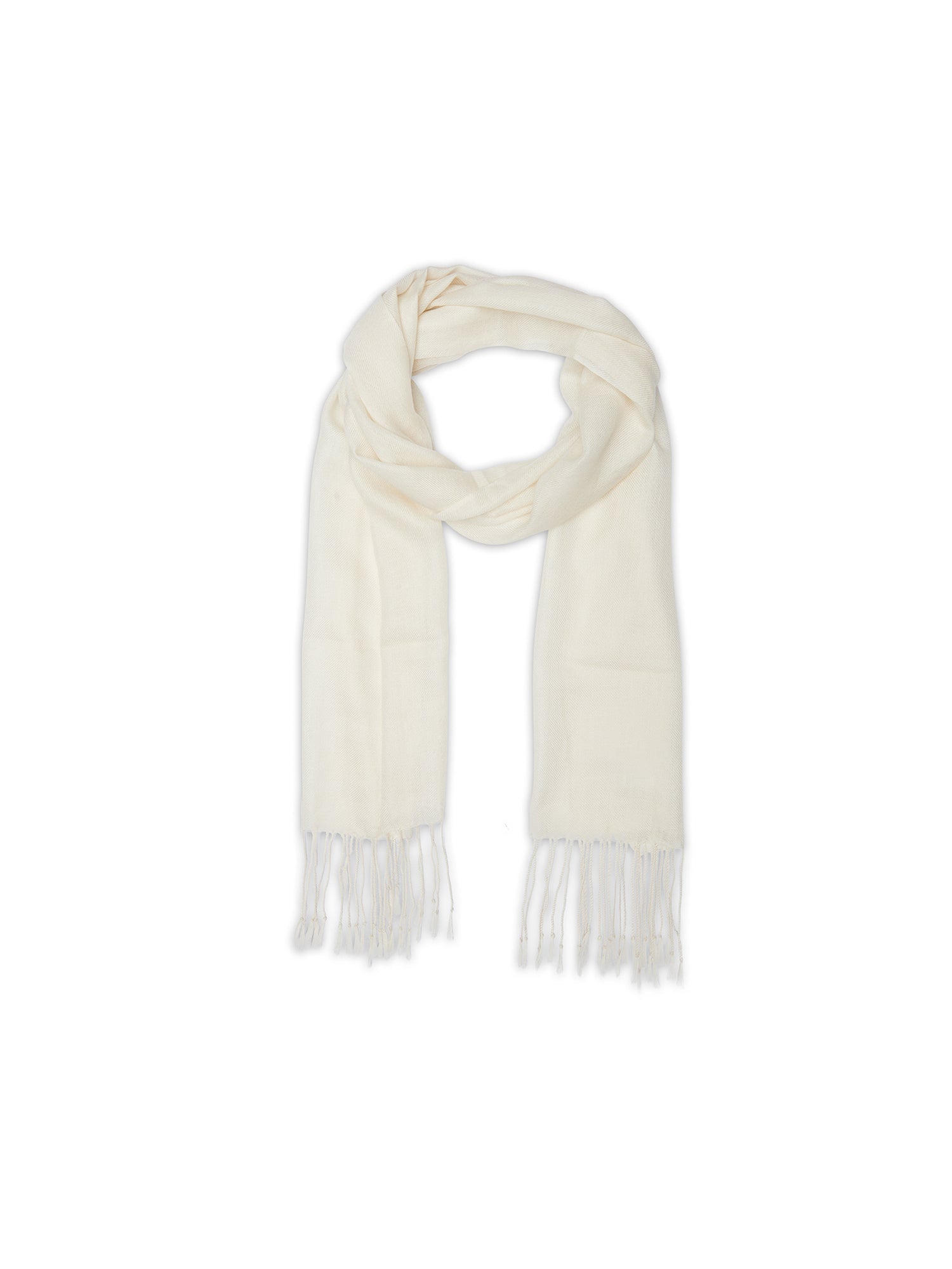 Viedma Woven Scarf 170 X 35 Cm - White - 100% Cashmere - Unisex