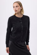 Crew Cardigan – Børstet kashmir Noor - Sort - Dame