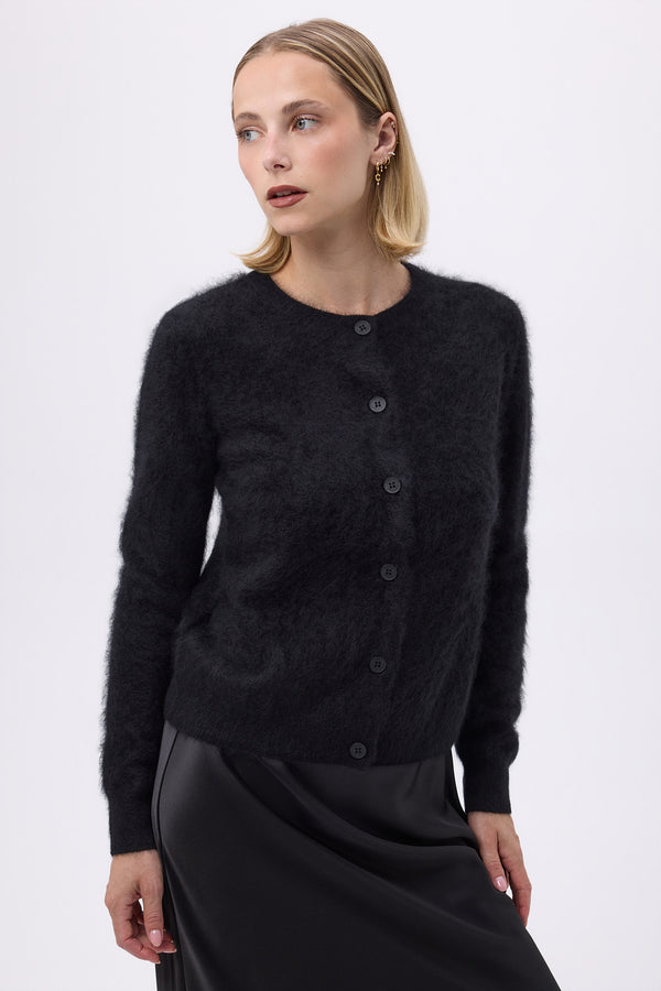 Cardigan Crew – Brushed Cashmere Noor - Noir - Femme