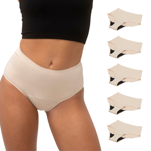 Set Of 5 Nora Menstrual Panties - Nude