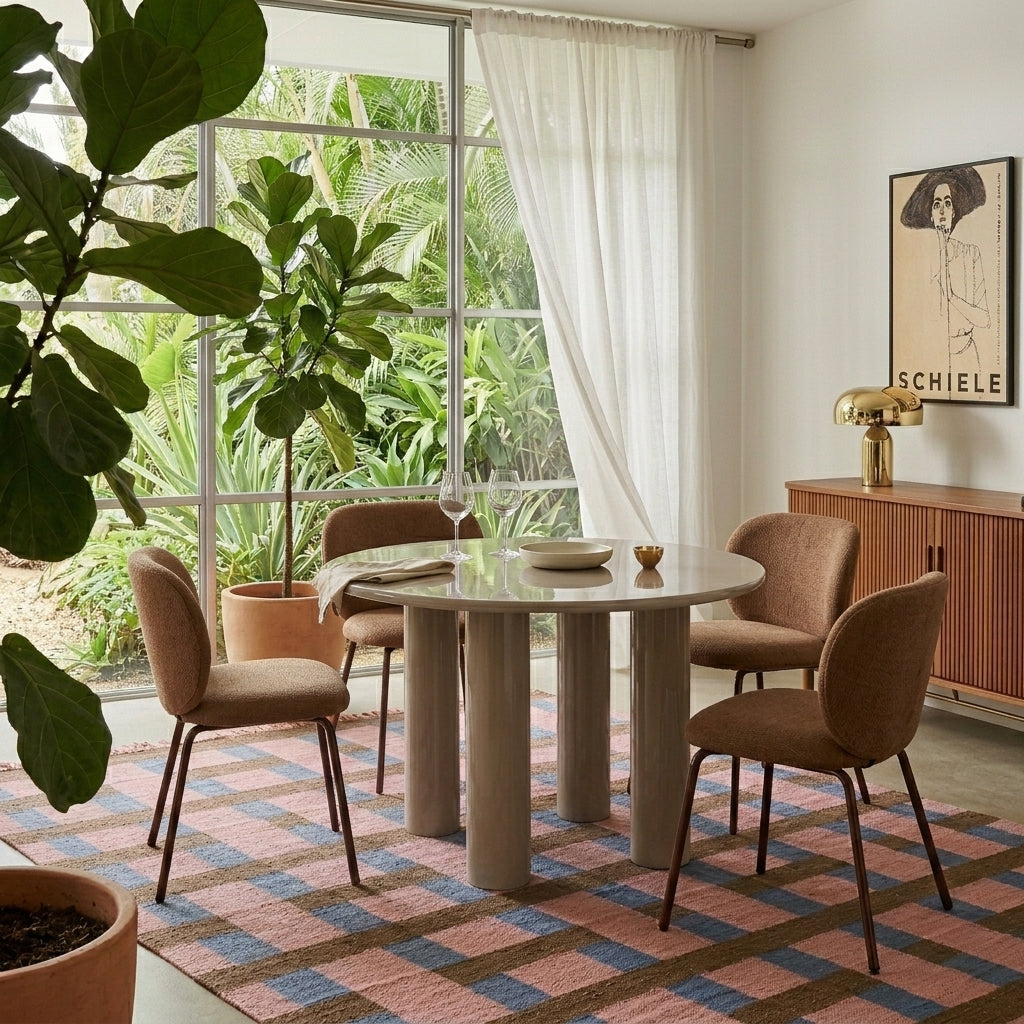 Nori - Round Dining Table - Lacquered - Beige