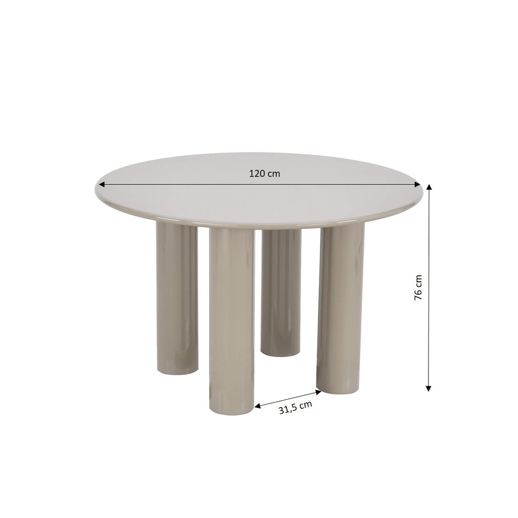 Nori - Round Dining Table - Lacquered - Beige