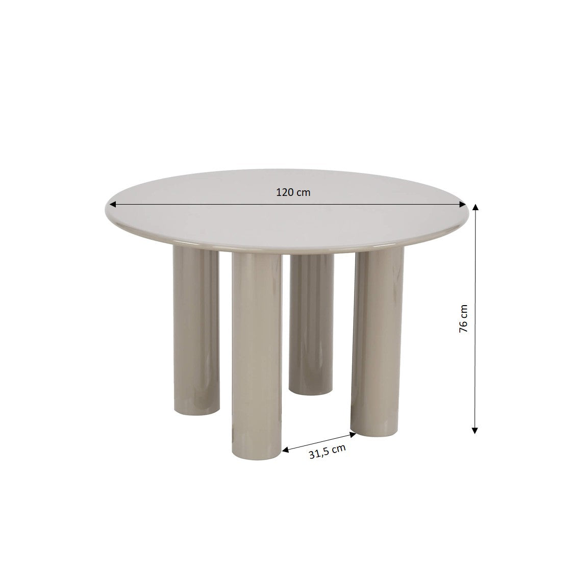 Nori - Round Dining Table - Lacquered - Beige