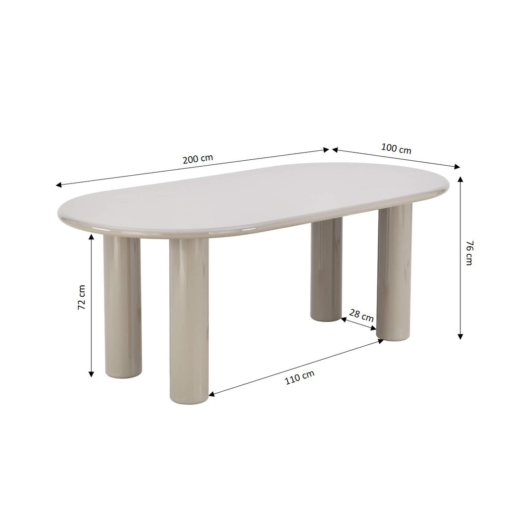 Nori - Dining Table - Lacquered - Beige