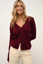 Cardigan Col V - Norma - Bordeaux
