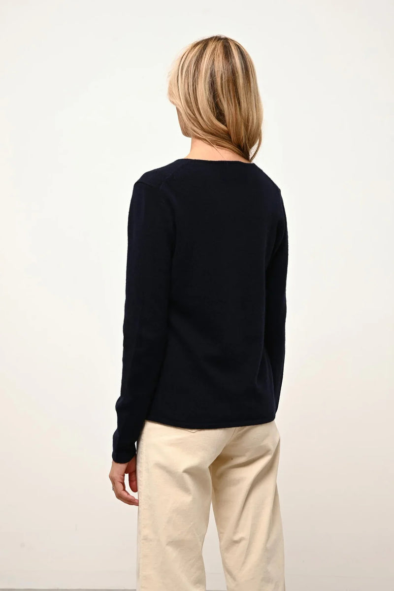 Cardigan Col V - Norma - Navy