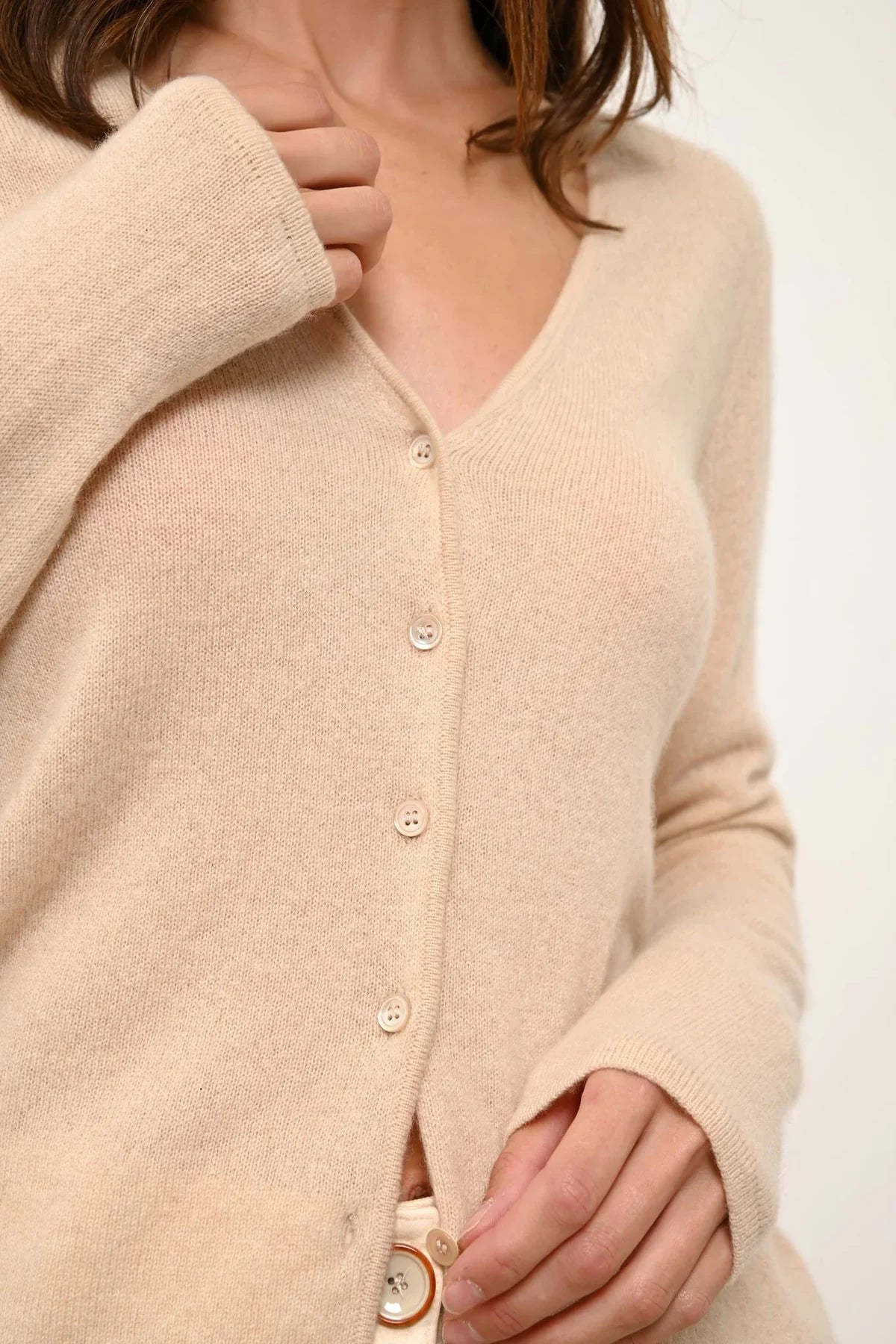 Cardigan Col V - Norma - Sable