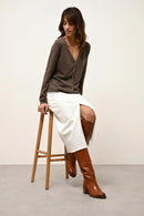 Cárdigan con cuello en V - Norma - Topo moteado