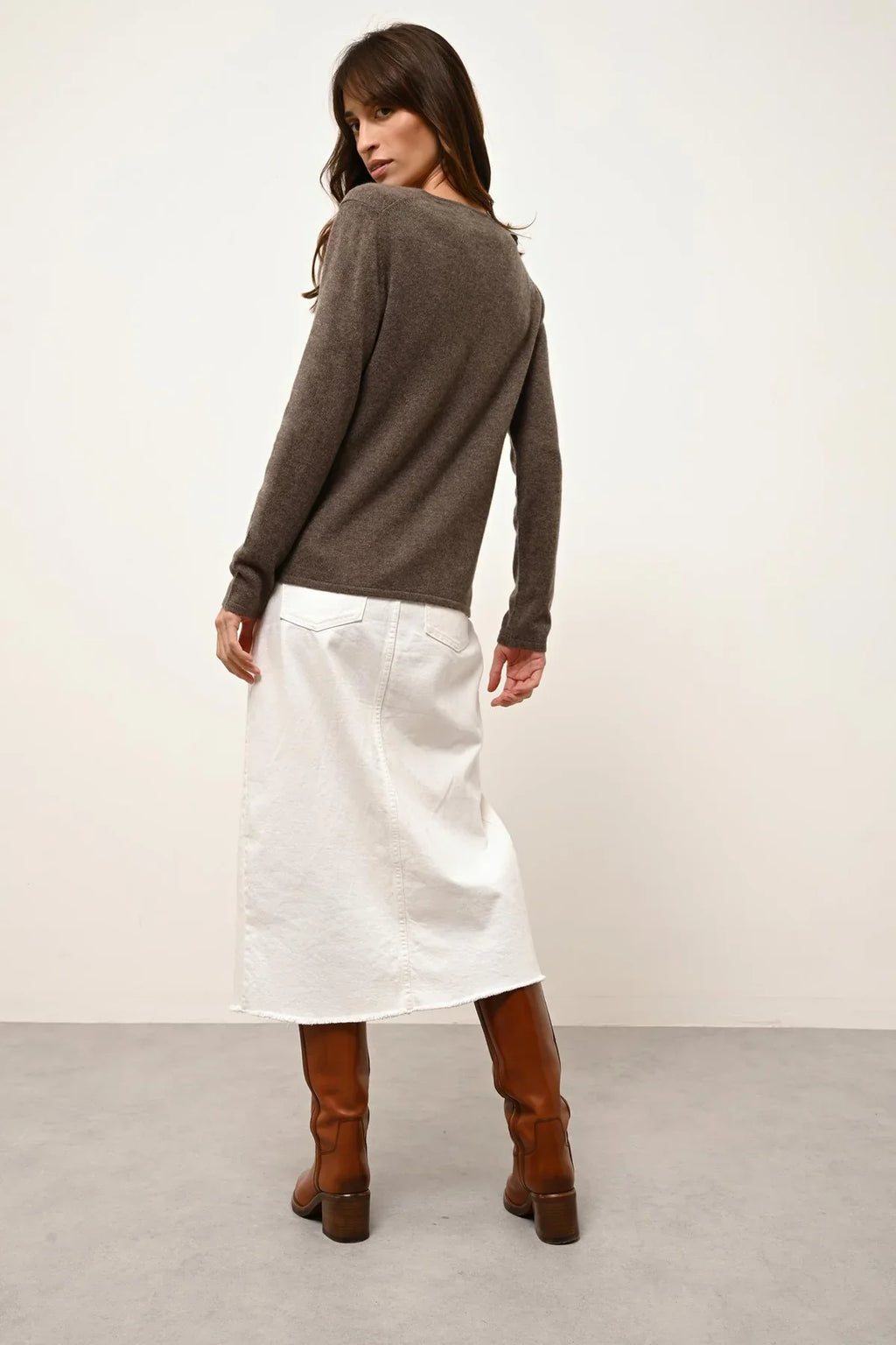 Cardigan Col V - Norma - Taupe Chiné