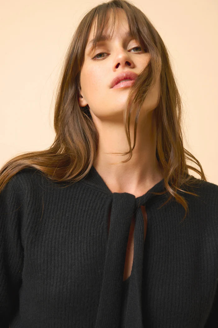 Pull Col Lavallière Noty - Noir - Cote Anglaise