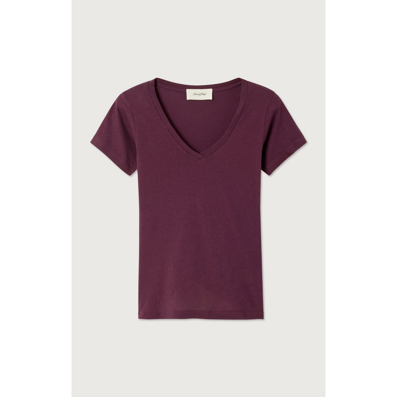 Camiseta entallada con cuello de pico - Uva - Mujer