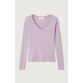 Camiseta Ajustada de Cuello en V - Lila - Mujer