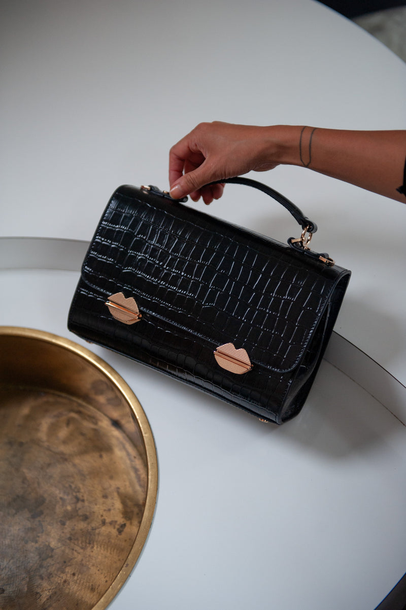 Sac With A Kiss - Croco Noir