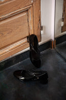 Babies À Brides - Cuir Brillant Noir - Alba