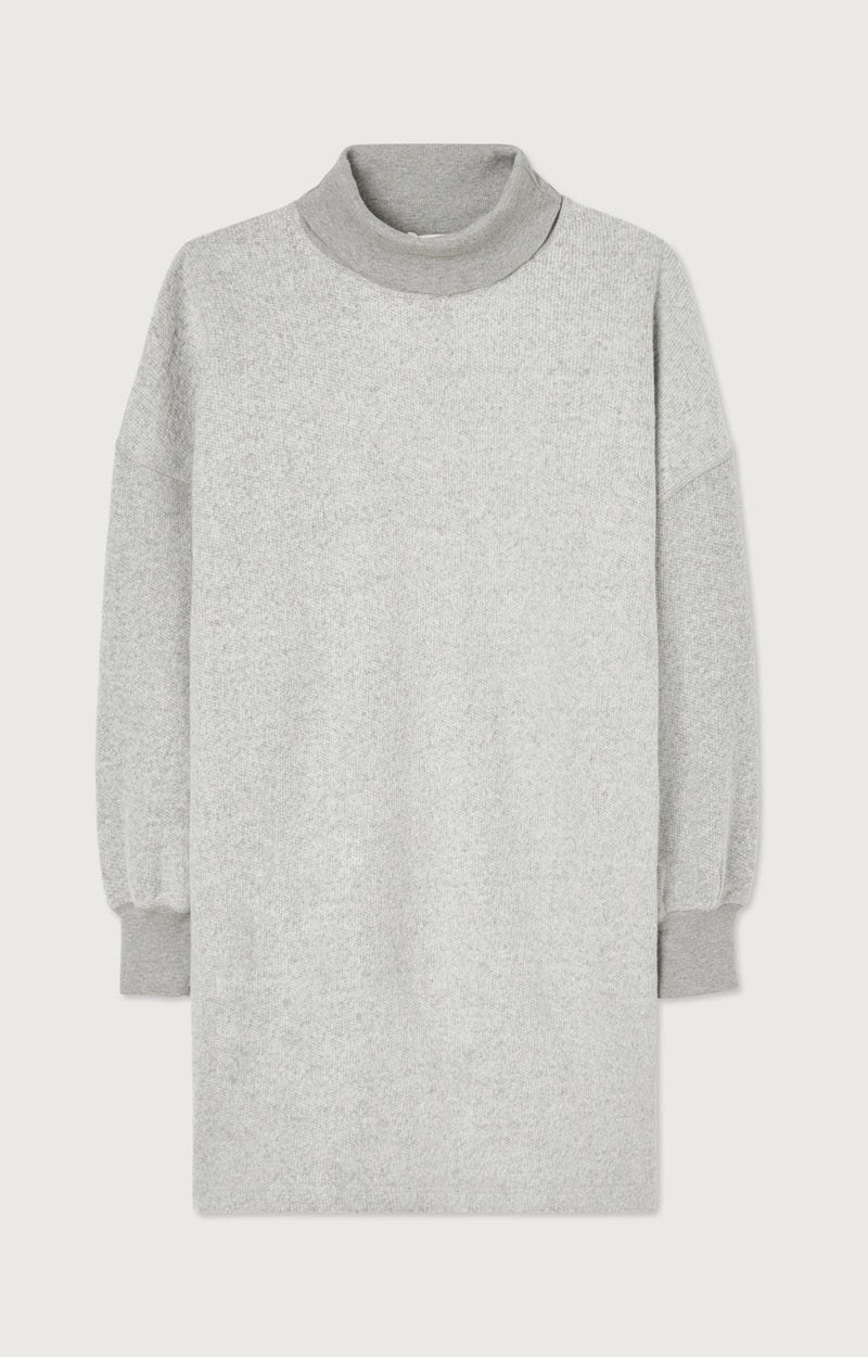 American Vintage - Vestido corto LS con cuello mao - Gris China - Mujer