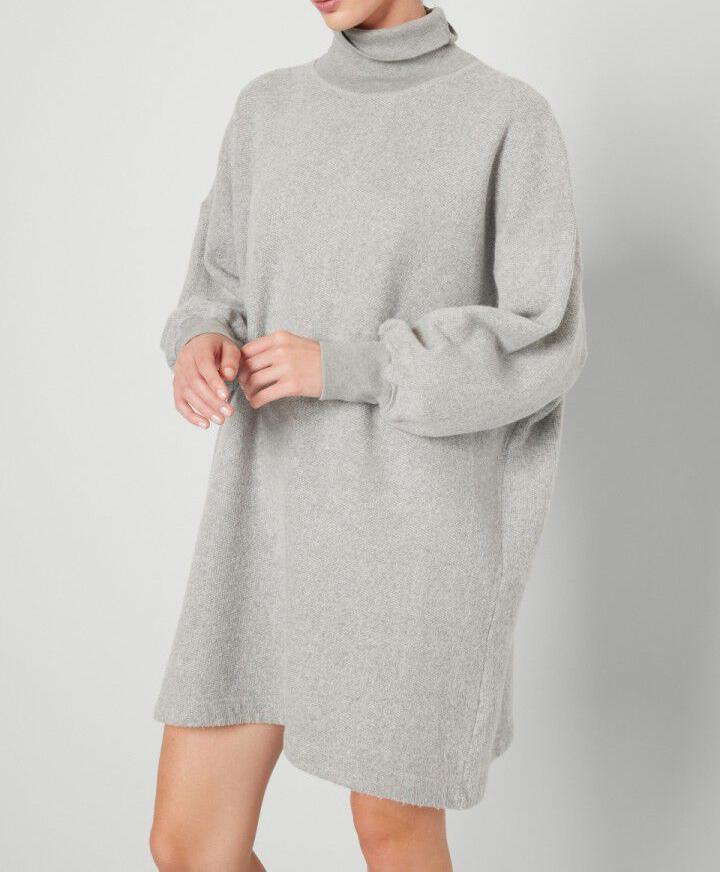 American Vintage - Vestido corto LS con cuello mao - Gris China - Mujer