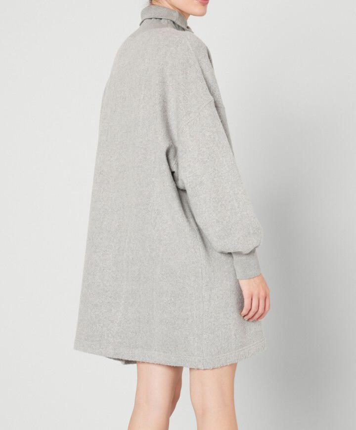 American Vintage - Vestido corto LS con cuello mao - Gris China - Mujer