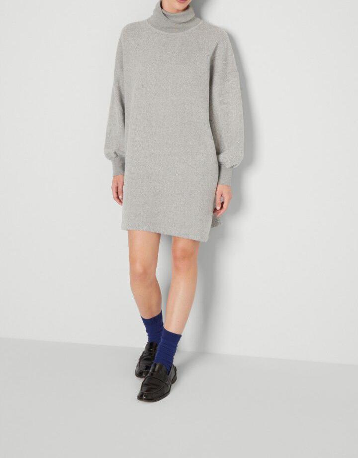 American Vintage - Short Dress LS High Neck - Heathered Grey - Women