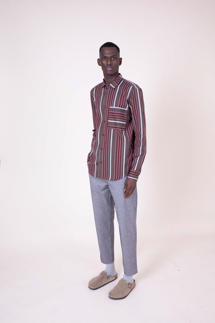 Chemise Straight Shirt Burgundy Rayé