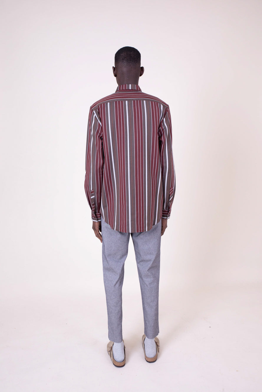 Chemise Straight Shirt Burgundy Rayé