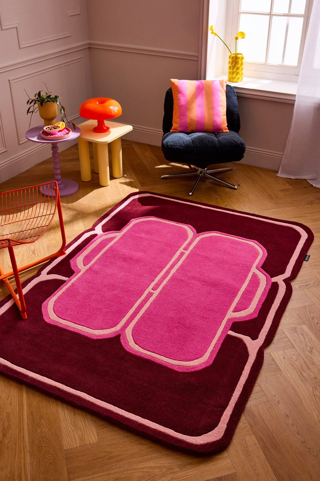 Nuage Sucre – Pink and Burgundy wool rug – Nuage Sucre