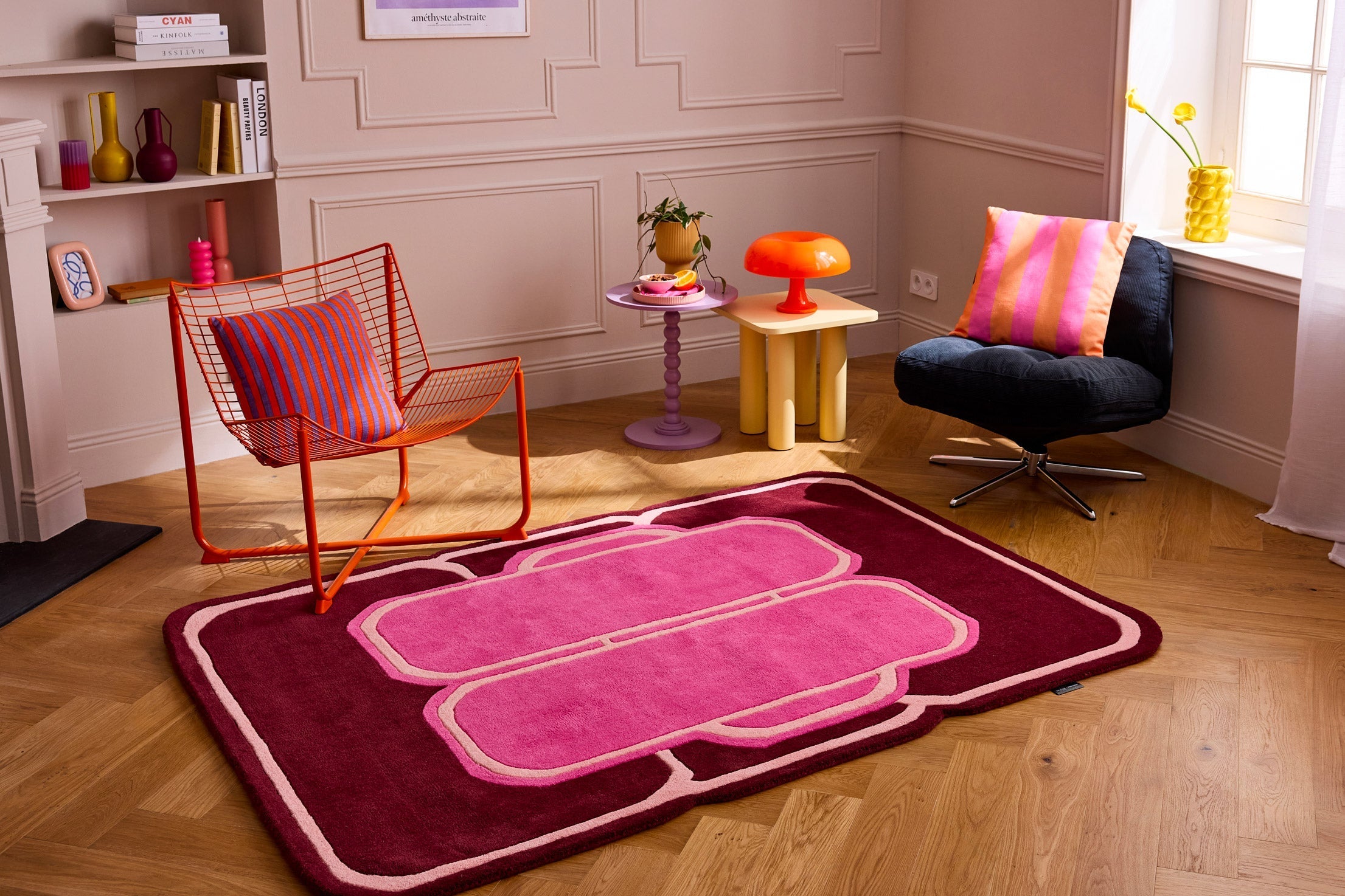 Nuage Sucre – Pink and Burgundy wool rug – Nuage Sucre