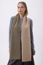 Echarpe Tres Épaiesse Double Face Bi Colore Nuance - Beige Creme-Vert Khaki - Mixte