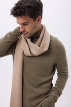 Echarpe Tres Épaiesse Double Face Bi Colore Nuance - Beige Creme-Vert Khaki - Mixte