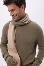 Echarpe Tres Épaiesse Double Face Bi Colore Nuance - Beige Creme-Vert Khaki - Mixte