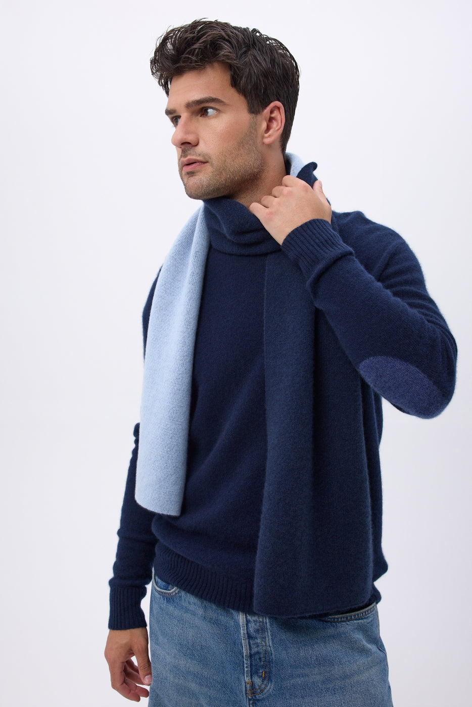 Echarpe Tres Épaiesse Double Face Bi Colore Nuance - Bleu Marine-Bleu Ciel - Mixte