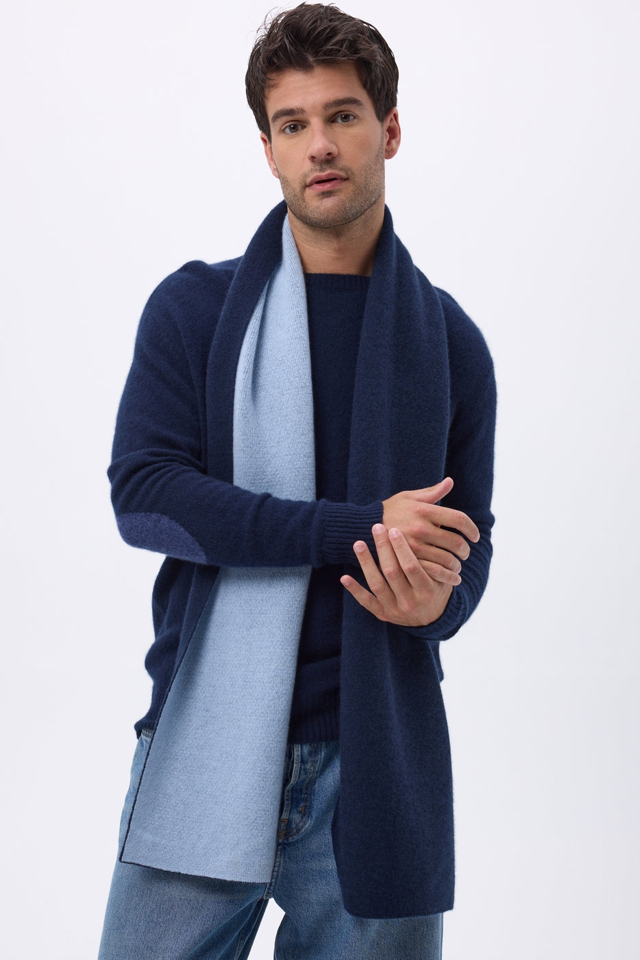 Echarpe Tres Épaiesse Double Face Bi Colore Nuance - Bleu Marine-Bleu Ciel - Mixte