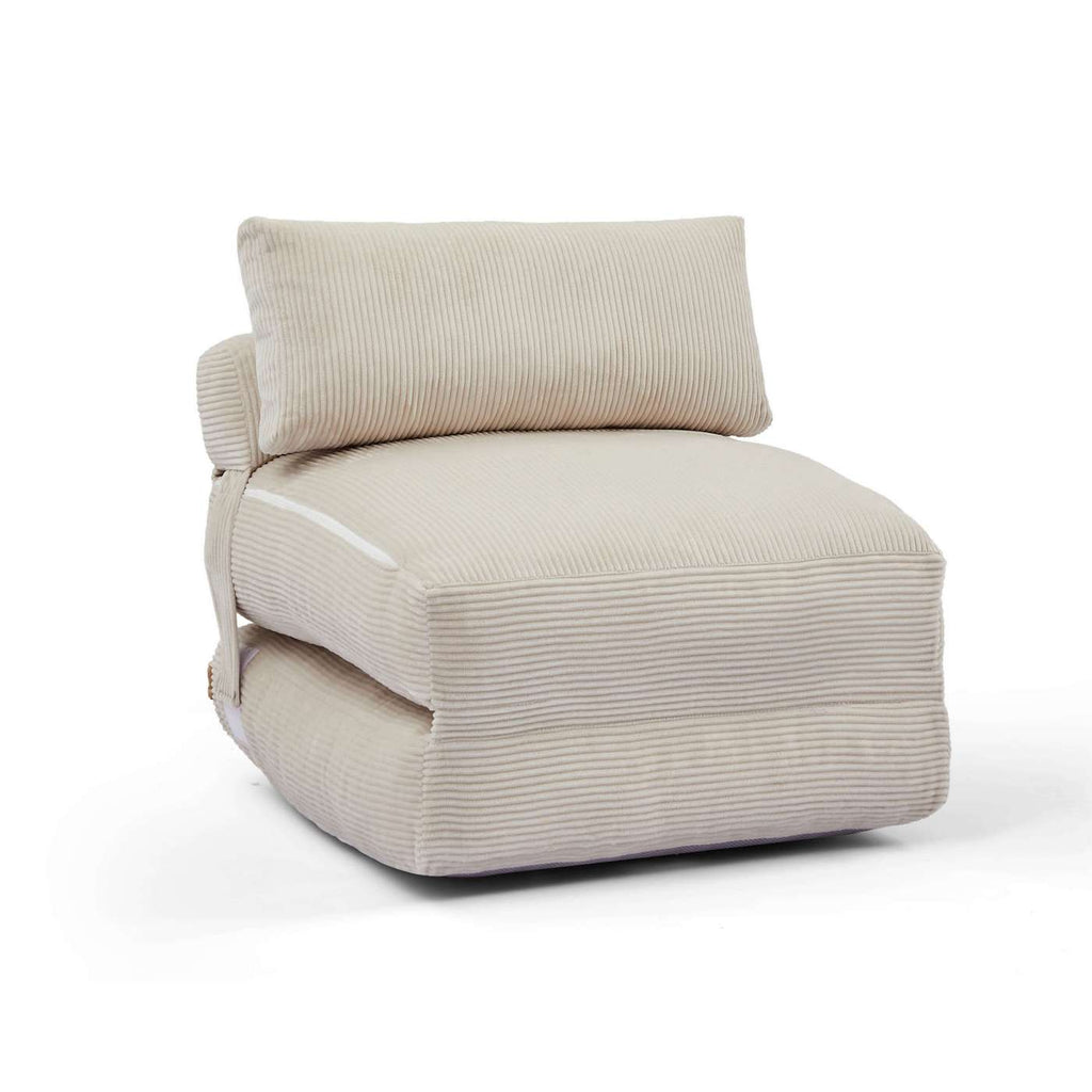 Nyx - Poltrona trasformabile compressa in schiuma a 1 posto - Velluto a coste - Beige