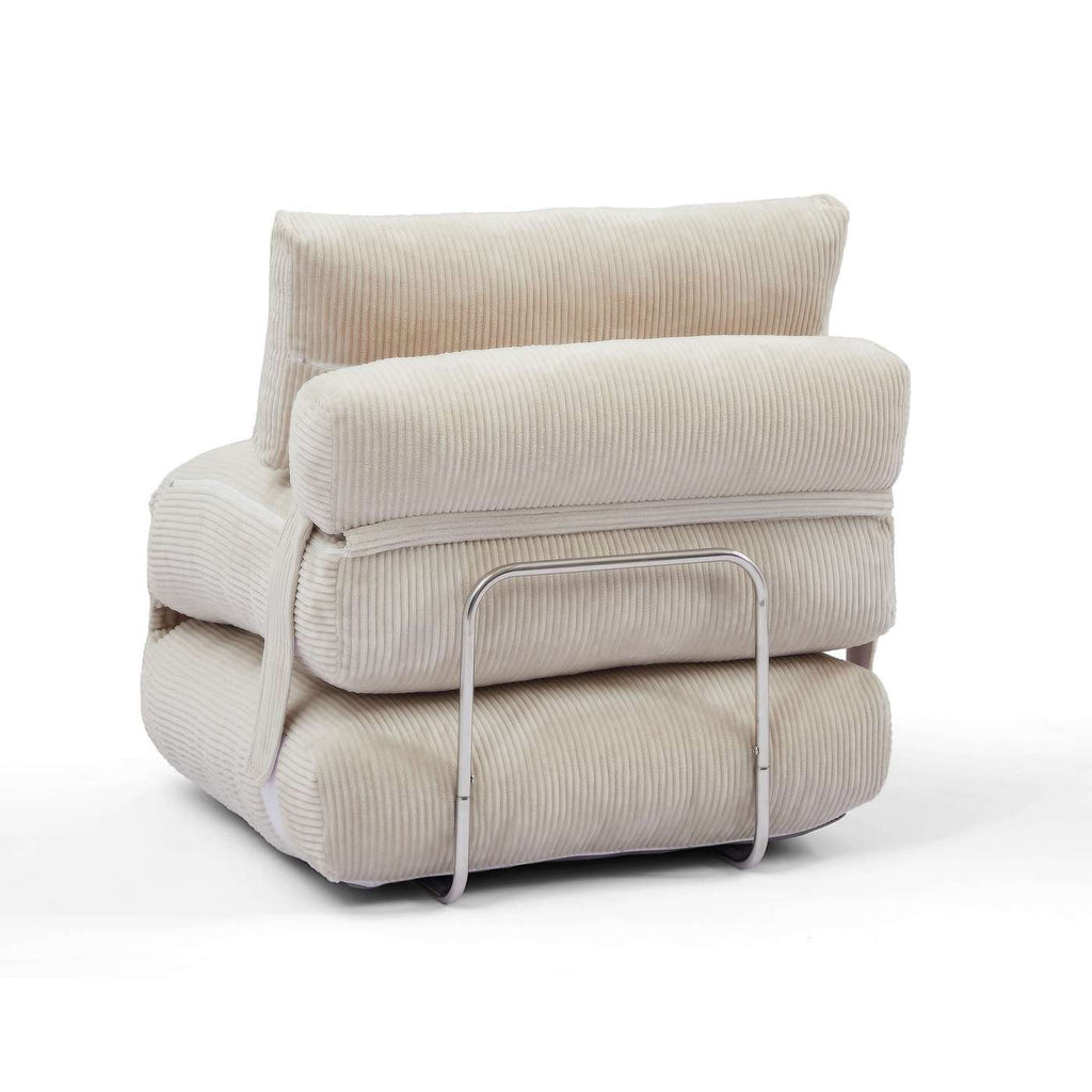 Nyx - Poltrona trasformabile compressa in schiuma a 1 posto - Velluto a coste - Beige