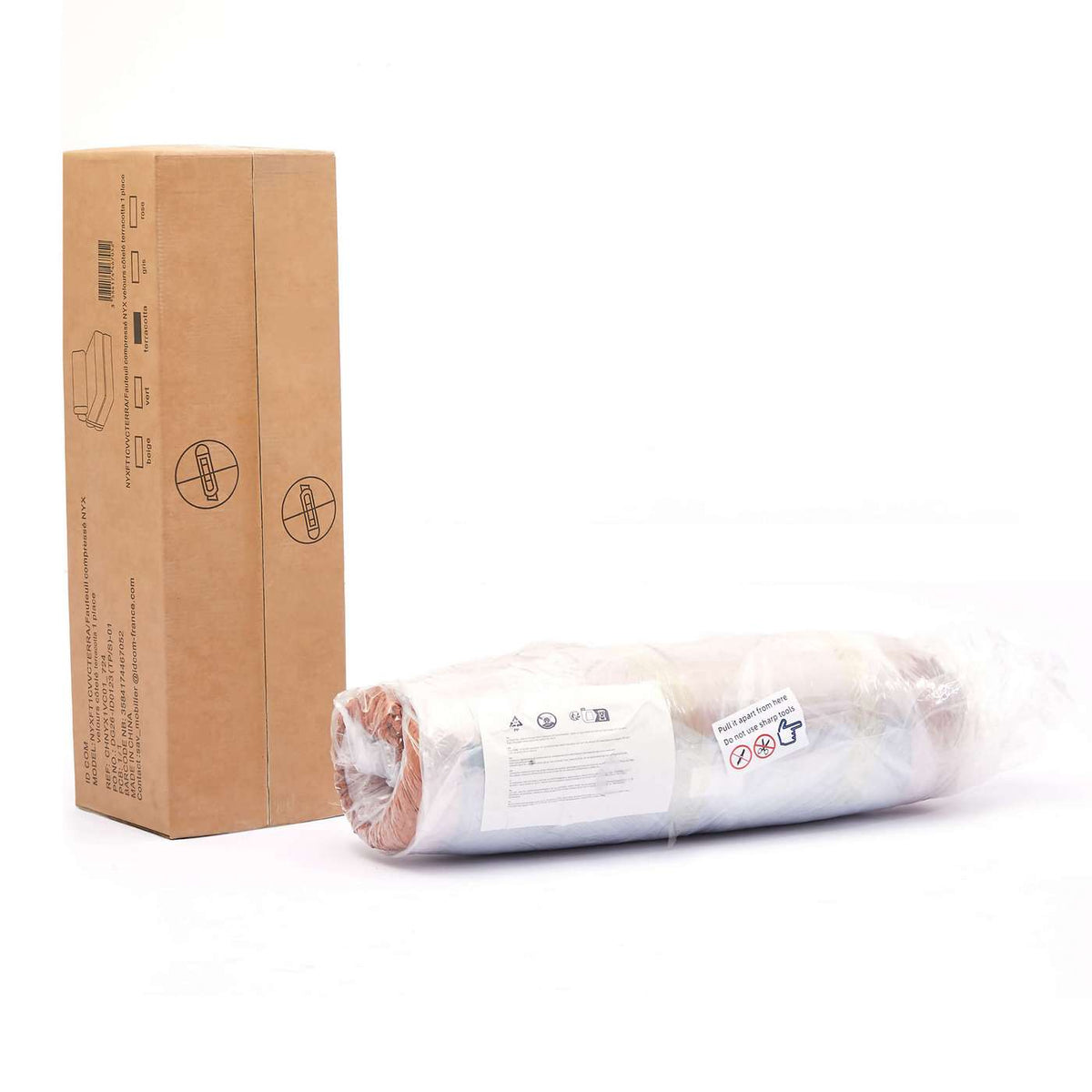 Nyx - Poltrona trasformabile compressa in schiuma a 1 posto - Velluto a coste - Beige