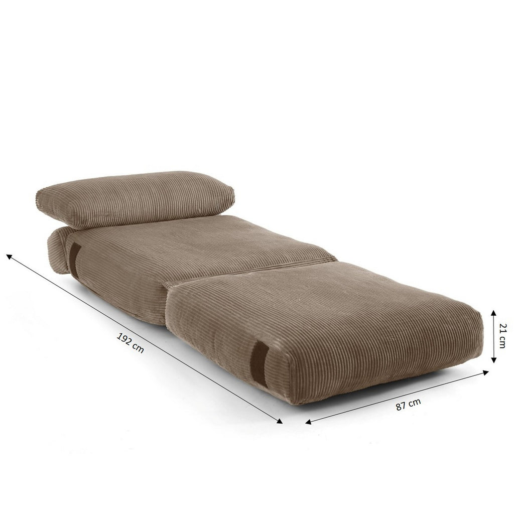 Nyx - Poltrona trasformabile compressa in schiuma a 1 posto - Velluto a coste - Grigio