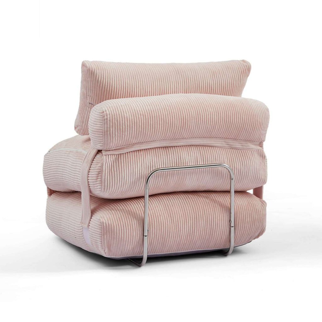 Nyx - Poltrona convertibile compressa in schiuma a 1 posto - Velluto a coste - Rosa