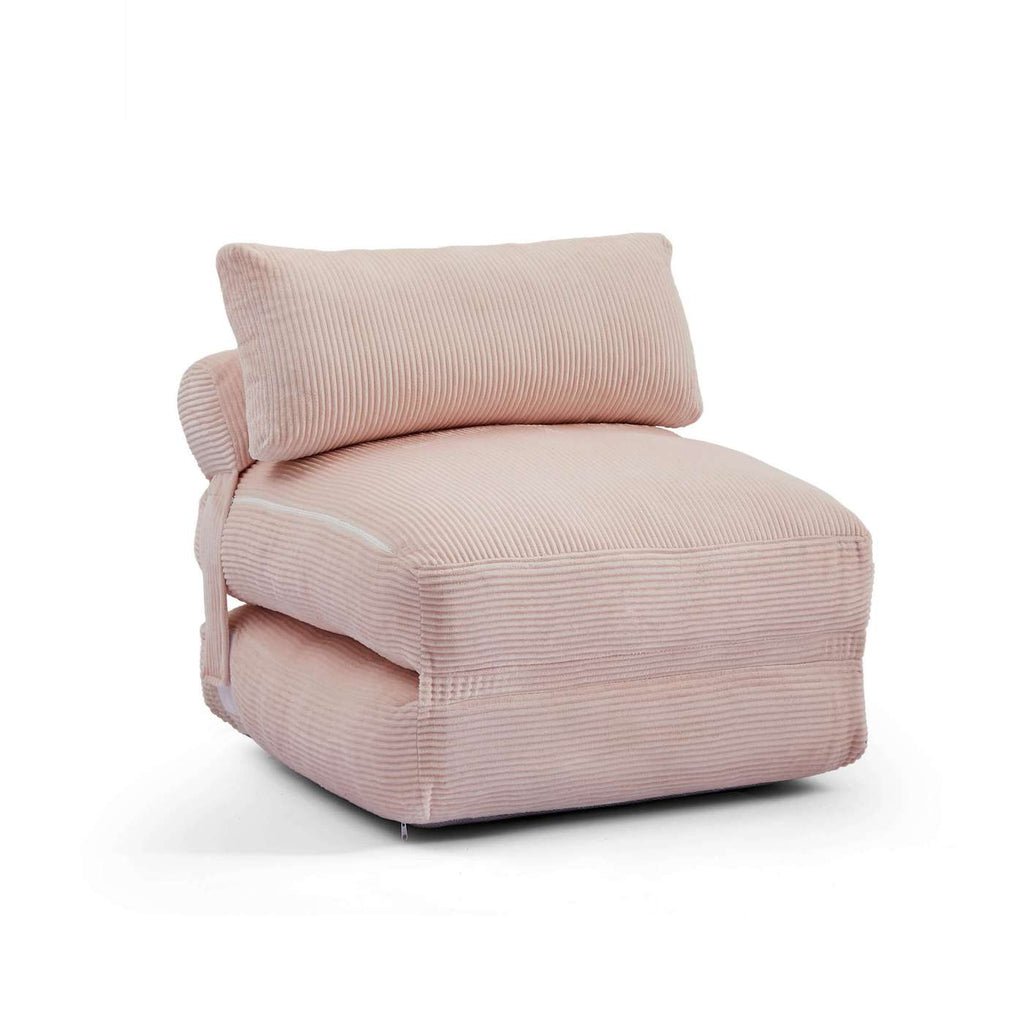 Nyx - Poltrona convertibile compressa in schiuma a 1 posto - Velluto a coste - Rosa