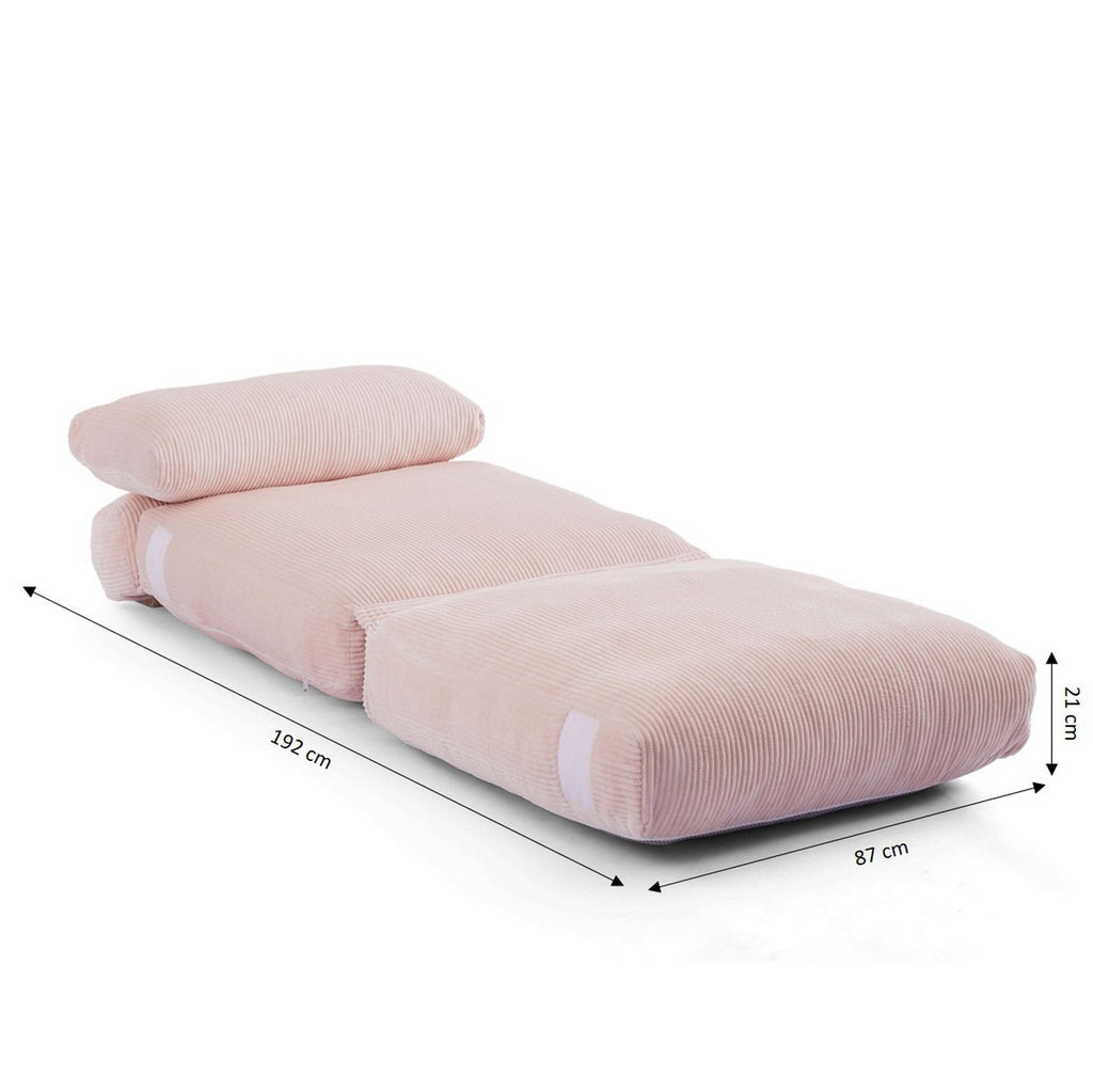 Nyx - Poltrona convertibile compressa in schiuma a 1 posto - Velluto a coste - Rosa