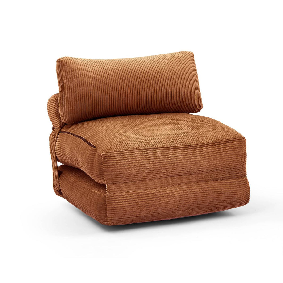 Nyx - Poltrona trasformabile compressa in schiuma a 1 posto - Velluto a coste - Terracotta